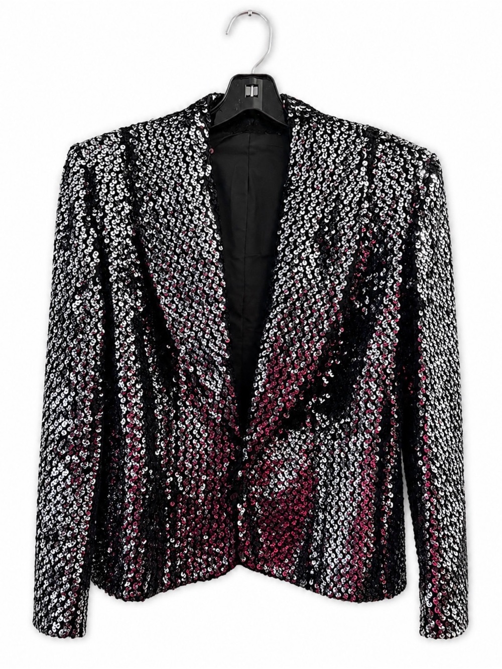 St. John Black & Silver Sequin Blazer - Picture 2 of 7